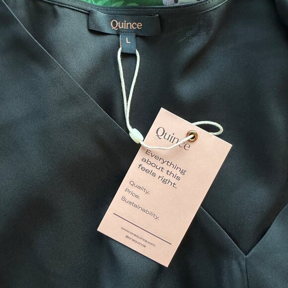 Quince Washable Stretch Silk Puff Sleeve Mini Dress Womens Size L Minimalist Blk - Picture 7 of 11